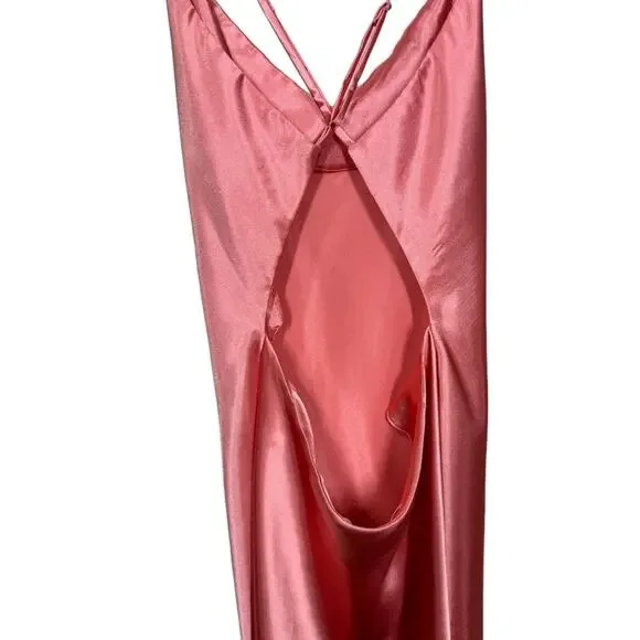 Vintage Y2K Backless Slip Dress Small Pink Satin Fairy Garden Princess Coquette - Picture 5 of 7